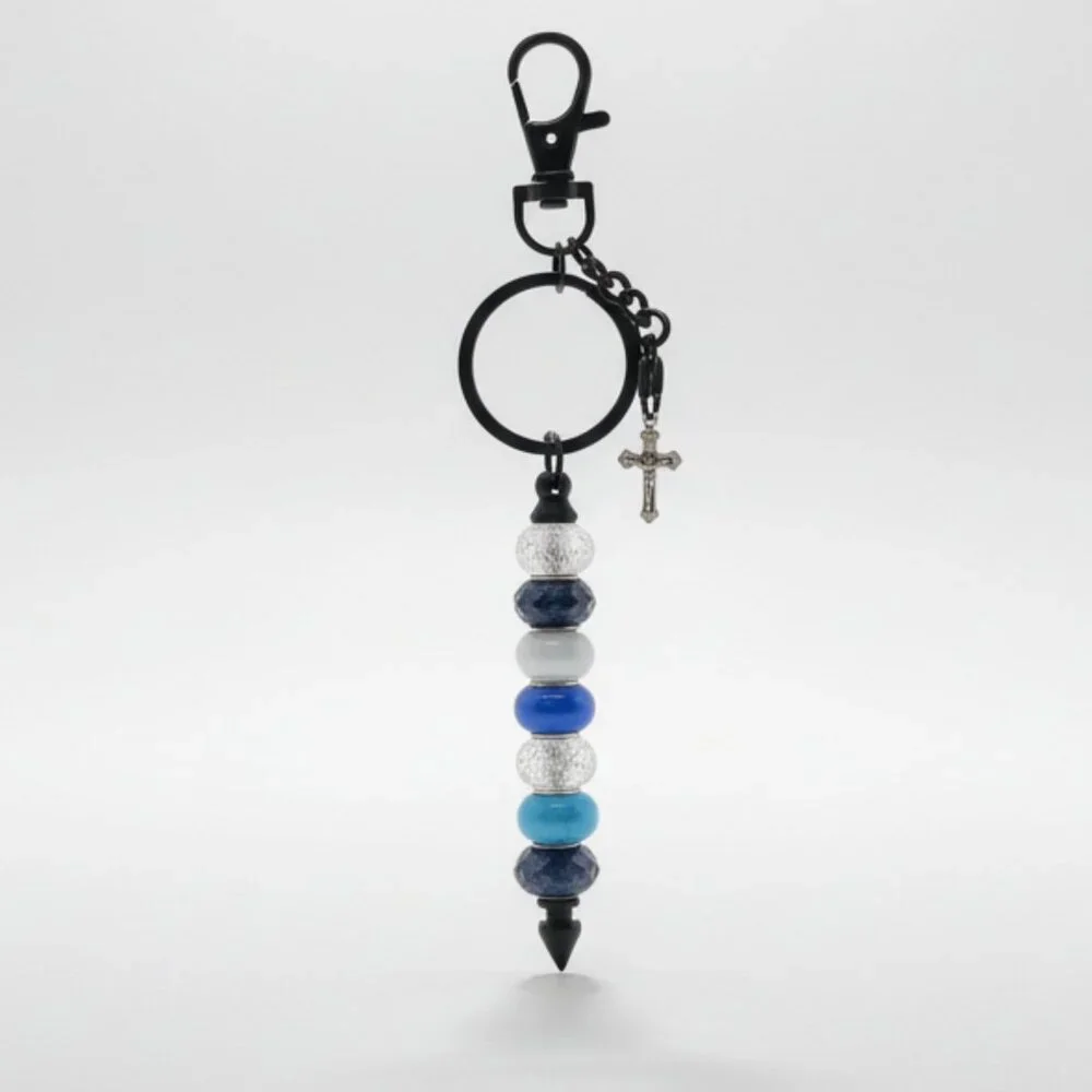 Beaded Handcrafted Keychain/bag charm w/cross charm. Brand new. Handcrafted.